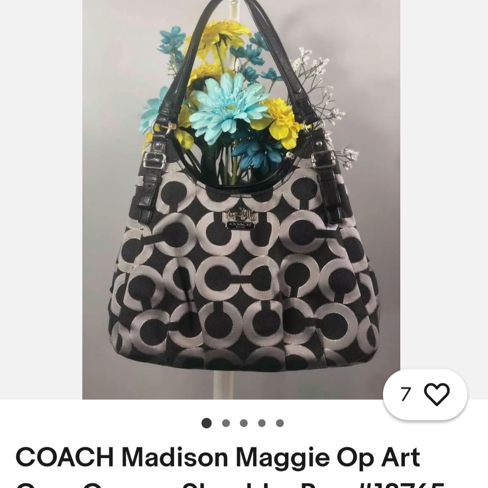 Coach Black and Gray Shoulder Bag with Op Art Design
